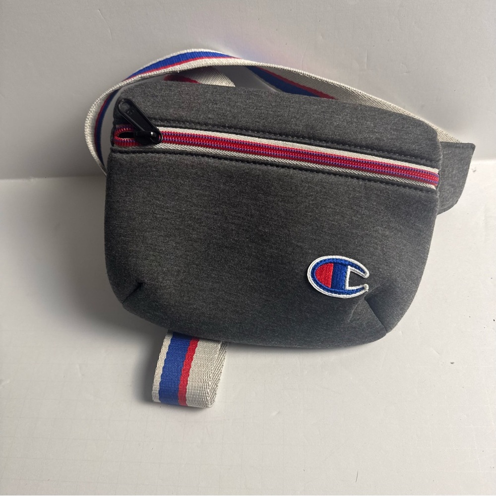 Champion Dark Gray Belt Bag with Blue and Red Details